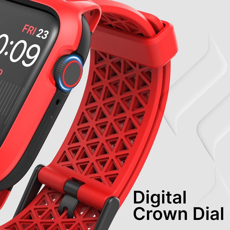 Catalyst Case- Designed for Apple Watch Series SE 2022, Series 6/5 and 4 44mm, Buckle Edition, Drop Proof 9.9ft, Sport Band, Breathable, Rugged, Free Microfiber Cloth is included- Flame Red - Image 3